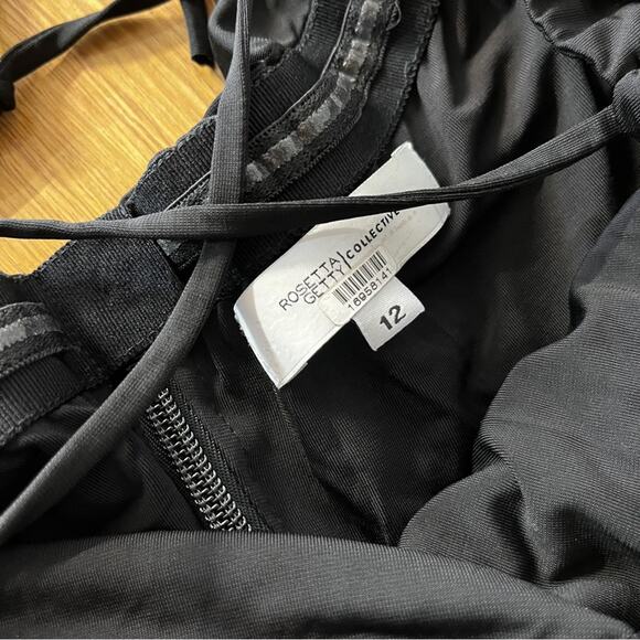 Rosetta Getty Collective Off The Shoulder Ruched Bodice Midi dress black - 12 - Picture 11 of 12